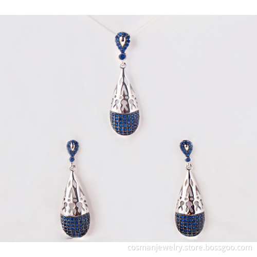 Fashion blue Atomic pendant jewelry set